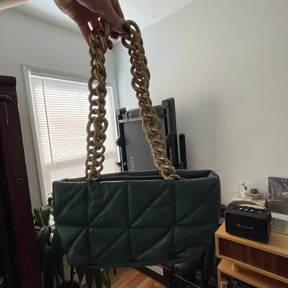 Zara Green & Gold Faux Leather Purse